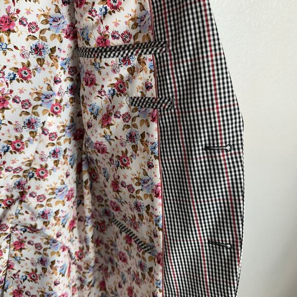 Paisley & Gray Mens Dover Notch Slim Fit Blazer Suit Jacket Black Red Check 40R - Picture 6 of 15